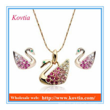 Cheap wholesal jewelry set beautiful swan necklace and earring set